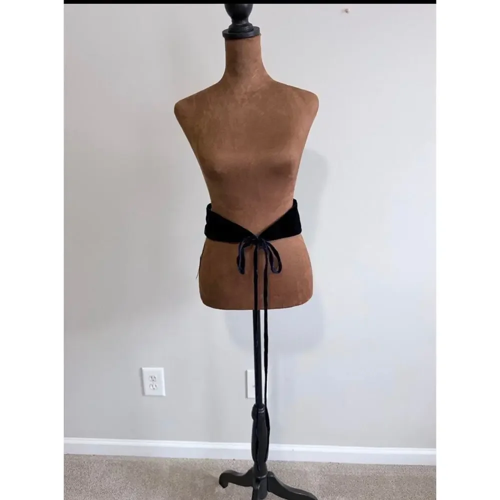 Eileen Fisher Velvet Wrap Belt Navy Blue Silk Blend Obi Sash Size S NWT $78